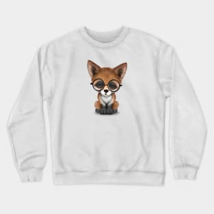 Cute Red Fox Cub Wearing Glasses Crewneck Sweatshirt
